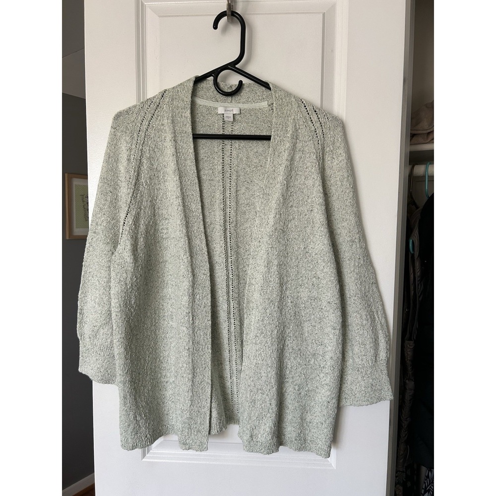 Pure Jill J Jill Open Front Cardigan Sweater 100% Cotton Light Green Size Large